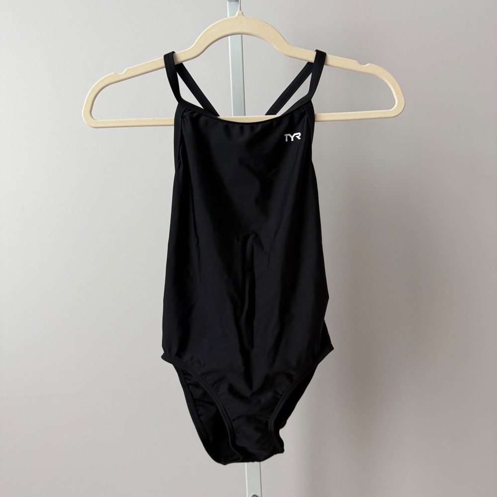 TYR sz 28 Solid Diamondfit Performance One Piece Swimsuit Black NWT
